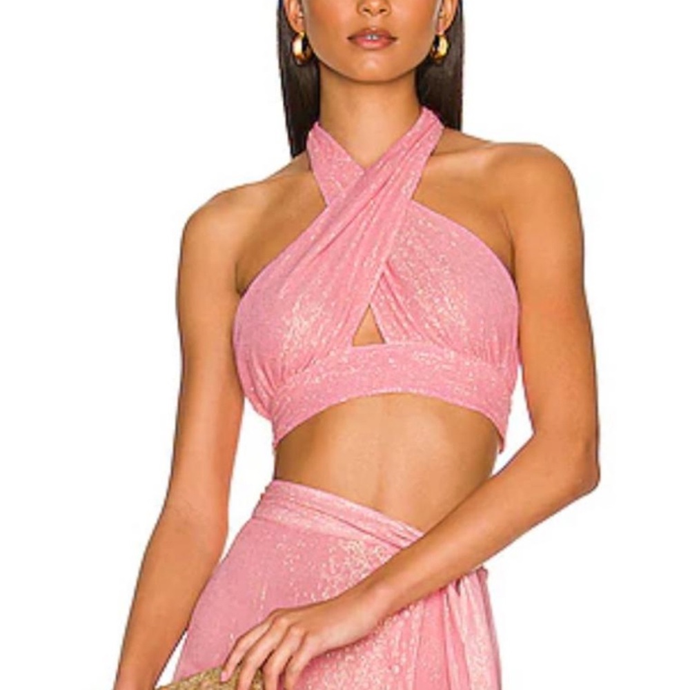 Sundress Amy Crop Top in Marbella Pink XS